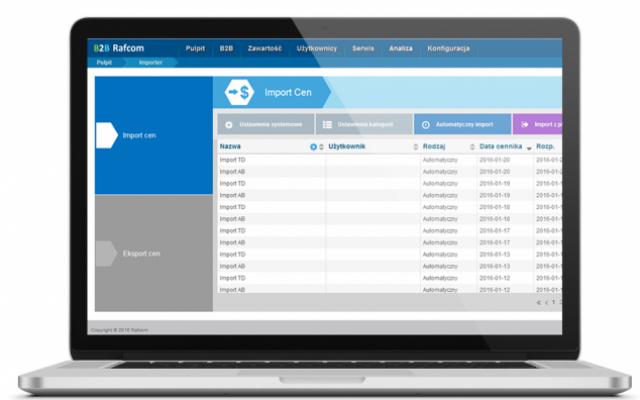 Panel administracyjny - import cen